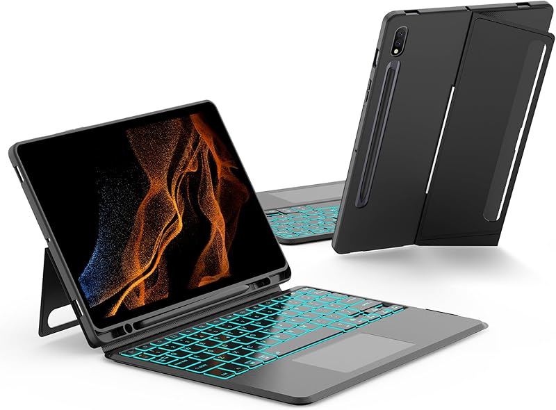 JUQITECH Samsung Galaxy Tab Protector Kickstand Detachable Magnetic Black